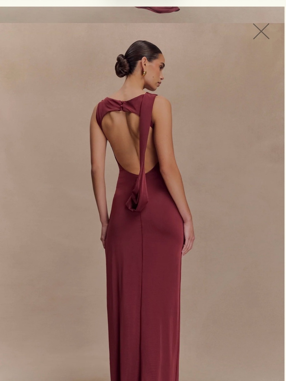 Henley Slinky Drape Maxi Dress - Wine - Picture 3 of 4